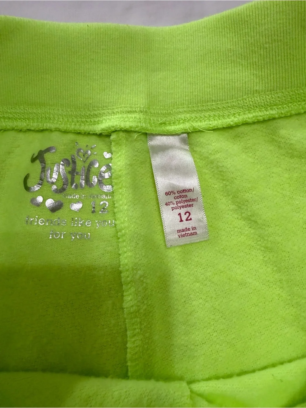 Justice Girls Size 12 Neon Lime Green Soccer Joggers Soft Perfect Condition
